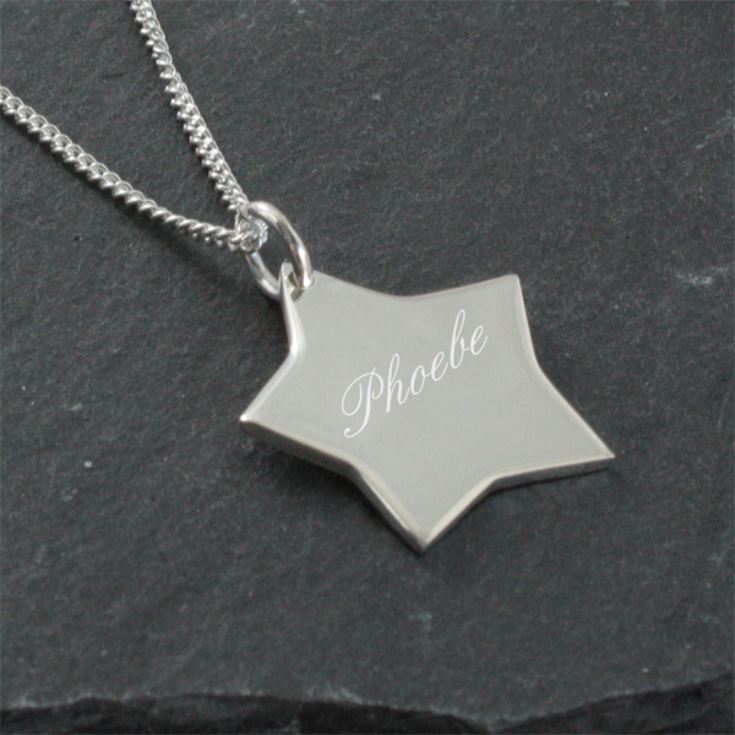 Solid Silver Star Pendant in Personalised Box product image