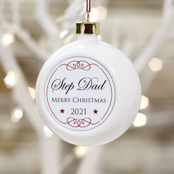 Personalised Step Dad Christmas Bauble product image