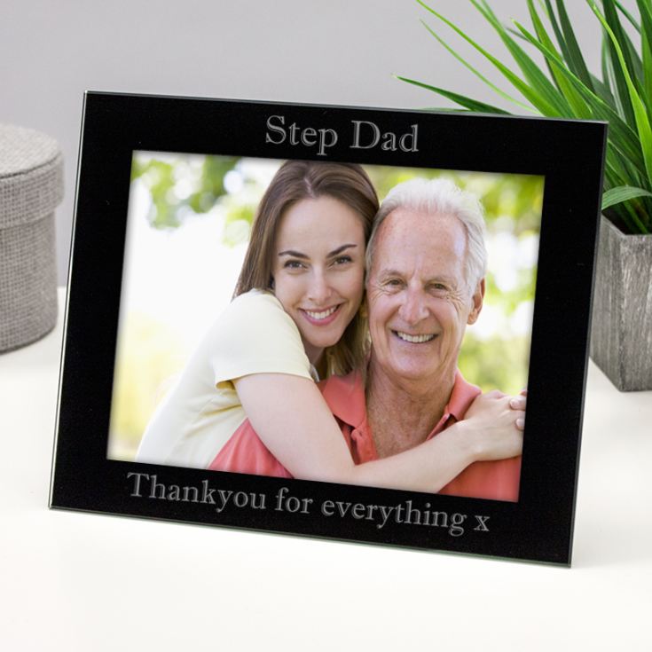 Personalised Step Dad Black Glass Photo Frame product image