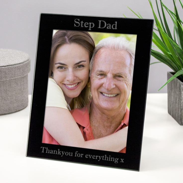 Personalised Step Dad Black Glass Photo Frame product image