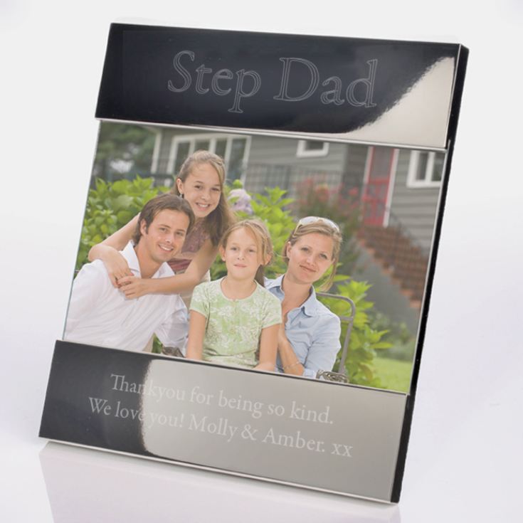 Engraved Step Dad Shiny Silver Frame product image