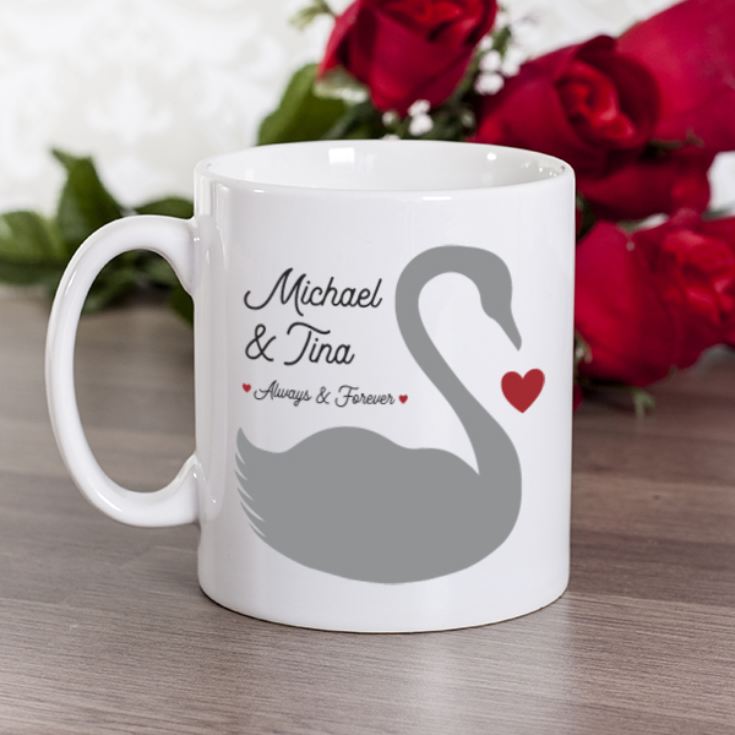 Personalised Pair Of Romantic Swans Mugs product image