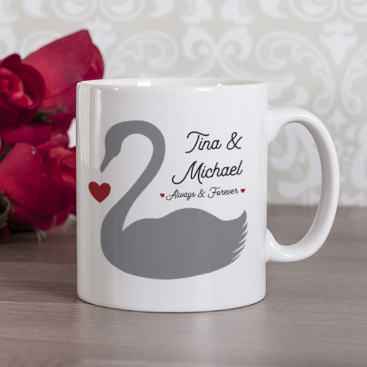 Personalised Pair Of Romantic Swans Mugs product image