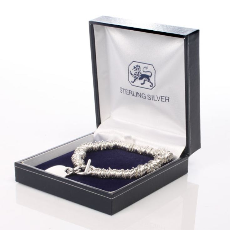 Solid Silver Heart and Rings Bracelet With Personalised Gift Box product image