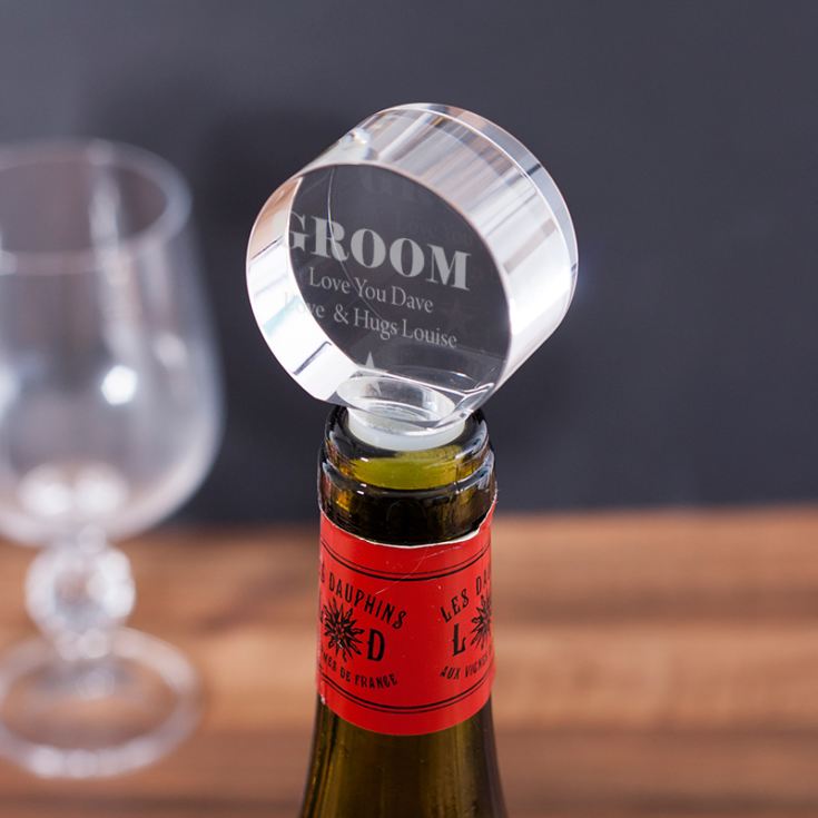 Personalised Groom Optical Crystal Bottle Stopper product image
