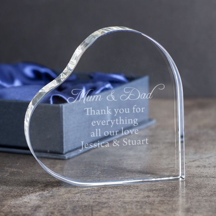 Engraved Clear Heart Standing Crystal Paperweight product image