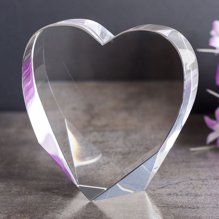 Personalised Mr & Mrs Stand Up Optical Crystal Heart product image