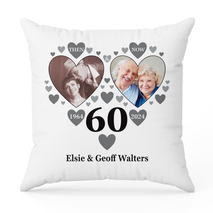 Personalised Then and Now Diamond Anniversary Photo Cushion product image