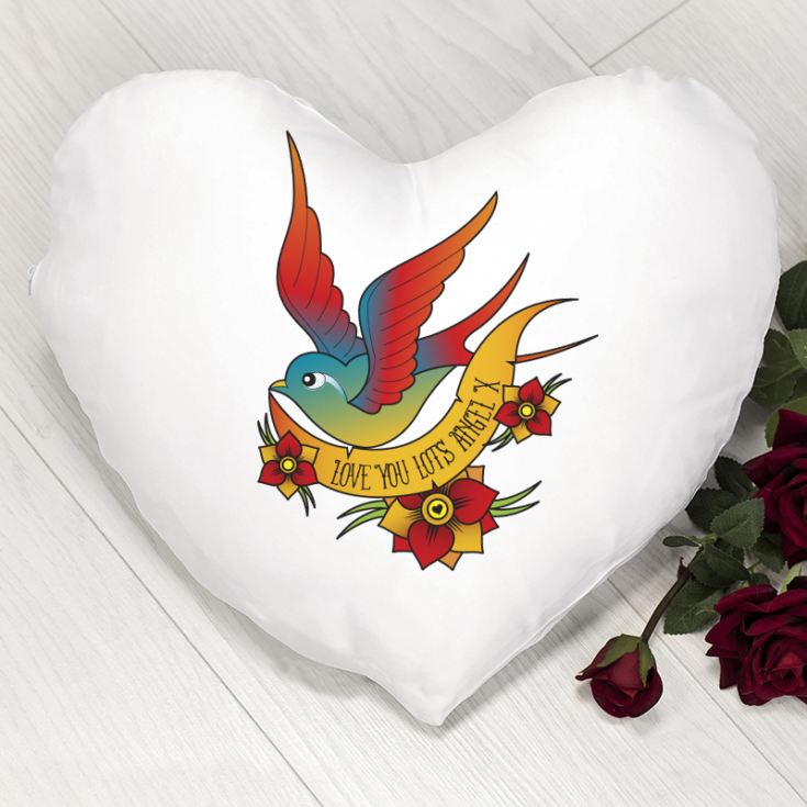 Personalised Tattoo Style Heart Shaped Cushion product image