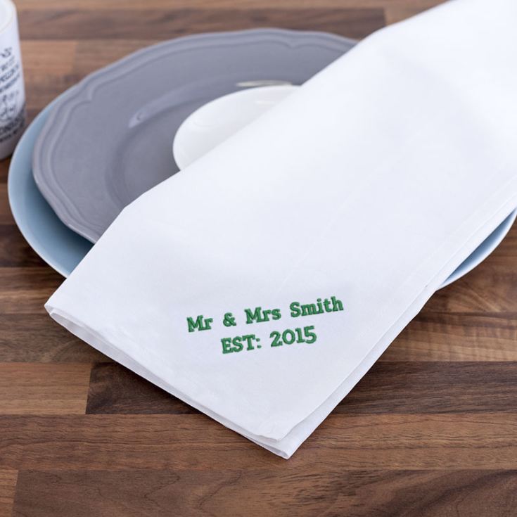Personalised Embroidered White Tea Towel product image