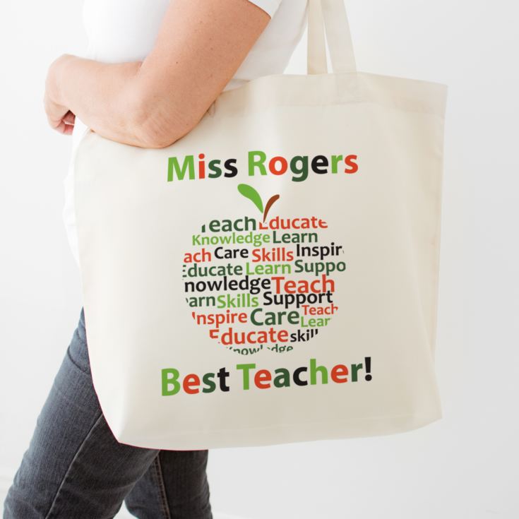 Personalised Teacher Shopping Bag - Apple Design product image