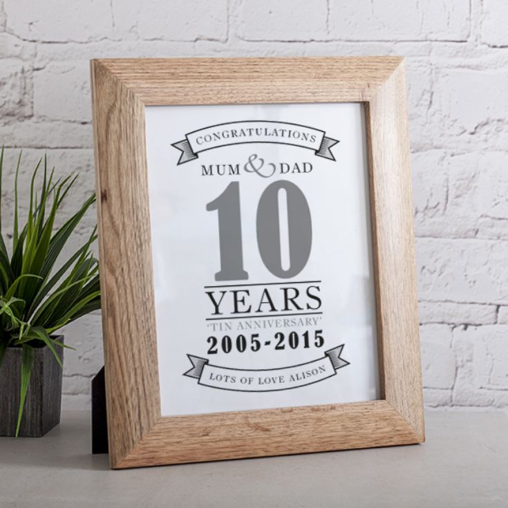 Personalised Tenth Anniversary Framed Print product image