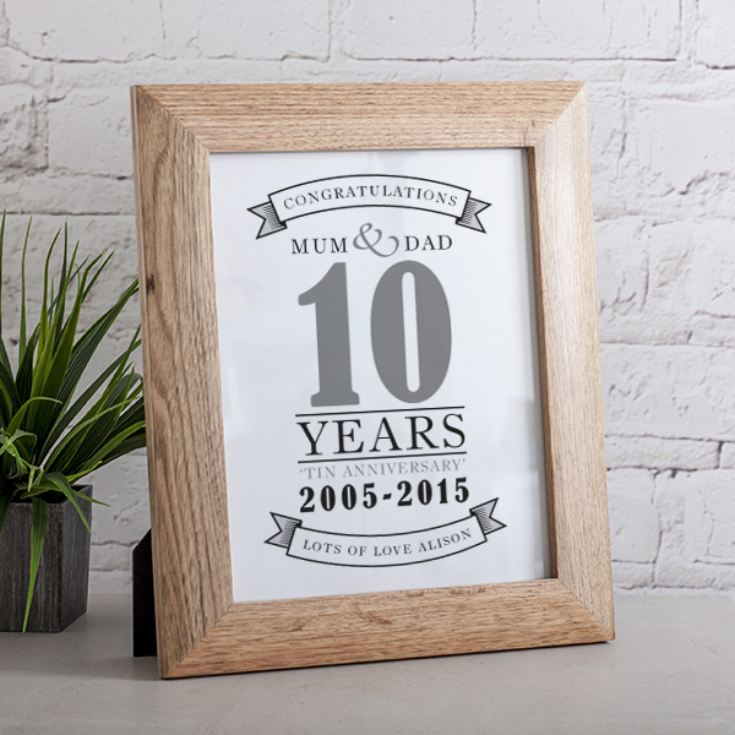 Personalised Tenth Anniversary Framed Print The T Experience 