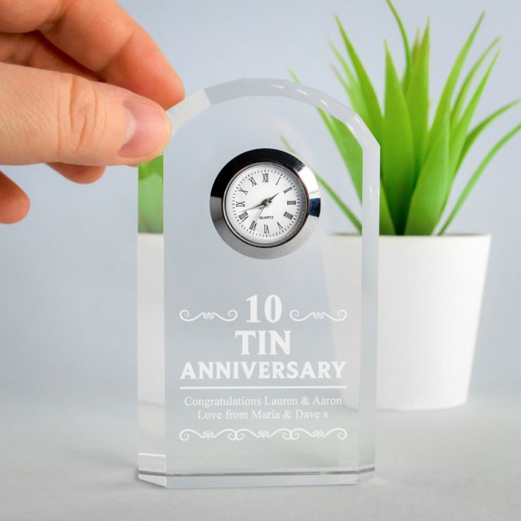 Engraved Tenth Wedding Anniversary Mantel Clock product image