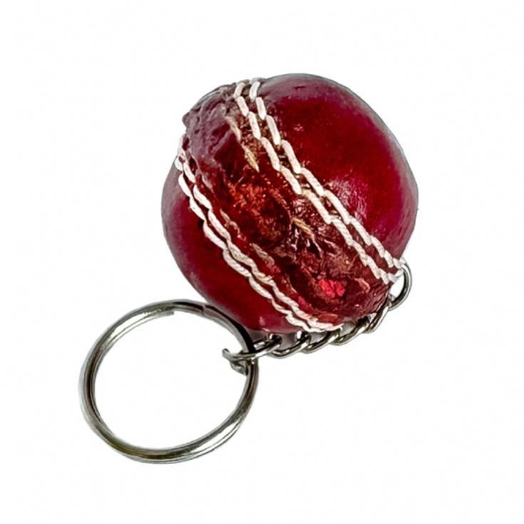 Red Leather Mini Cricket Ball Keyring product image