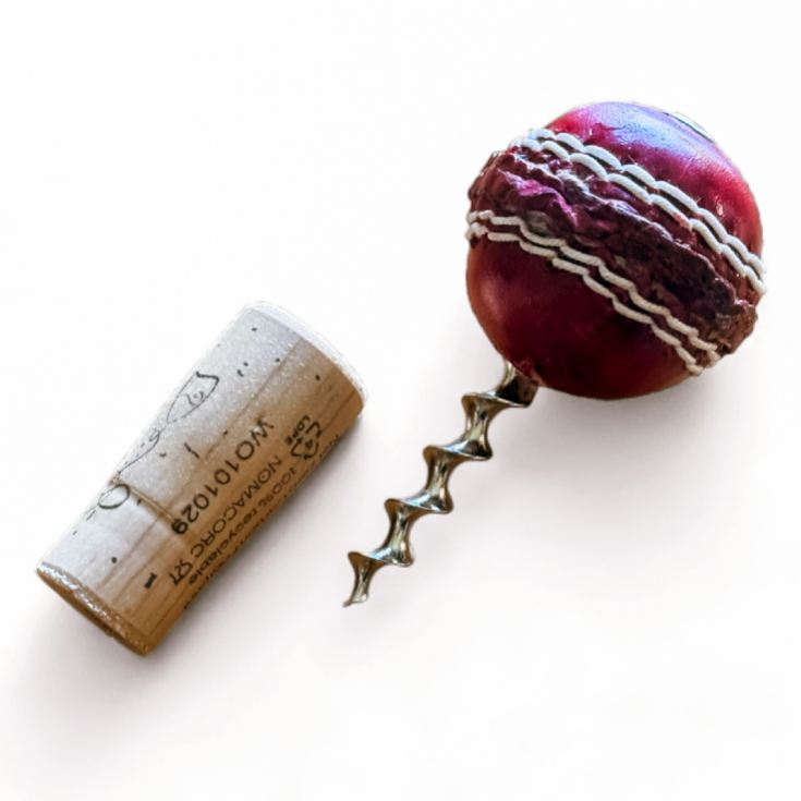 Red Leather Mini Cricket Ball Wine Bottle Opener product image