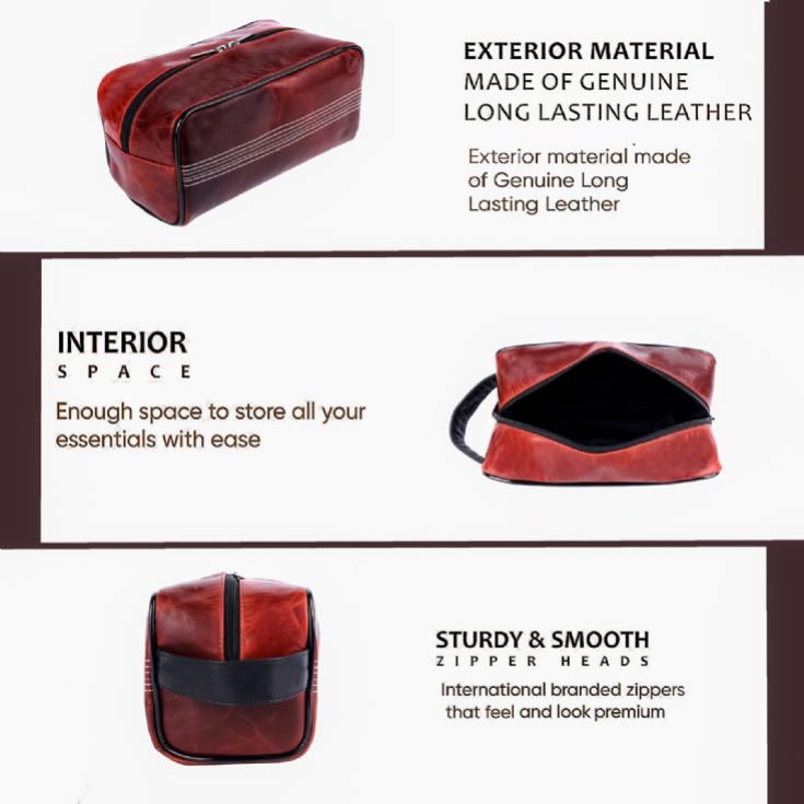 Cricket Ball Red Buffalo Leather Toiletry Bag product image