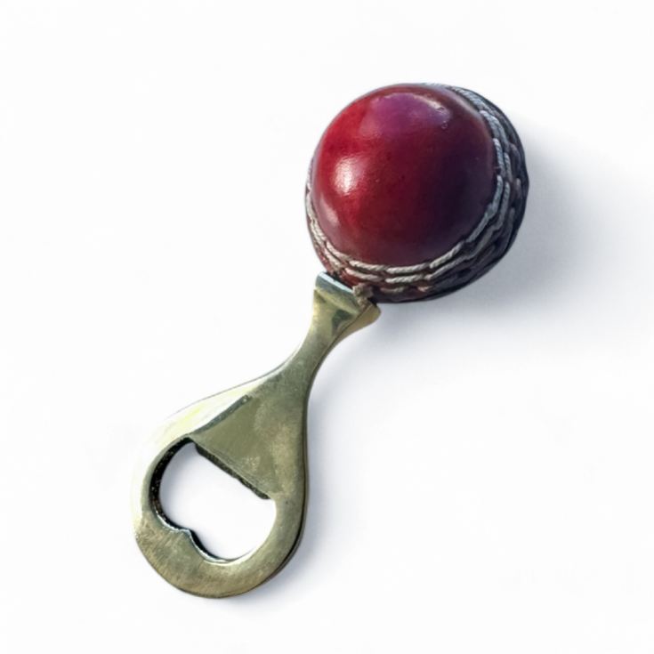 Red Leather Mini Cricket Ball Bottle Opener product image