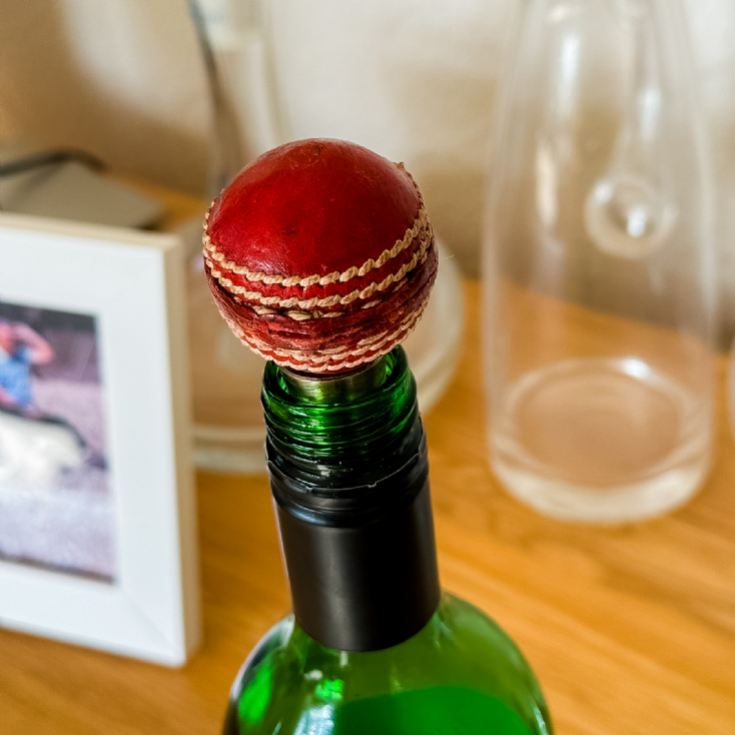 Real Leather Mini Cricket Ball Wine Stopper product image