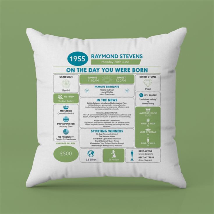 Personalised The Day You Were Born - 70th Birthday Cushion product image