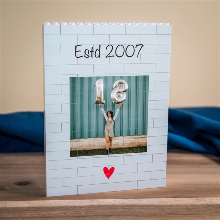 Personalised "Estd…" Birthday LEGO® Brick Photo Upload Blocks product image
