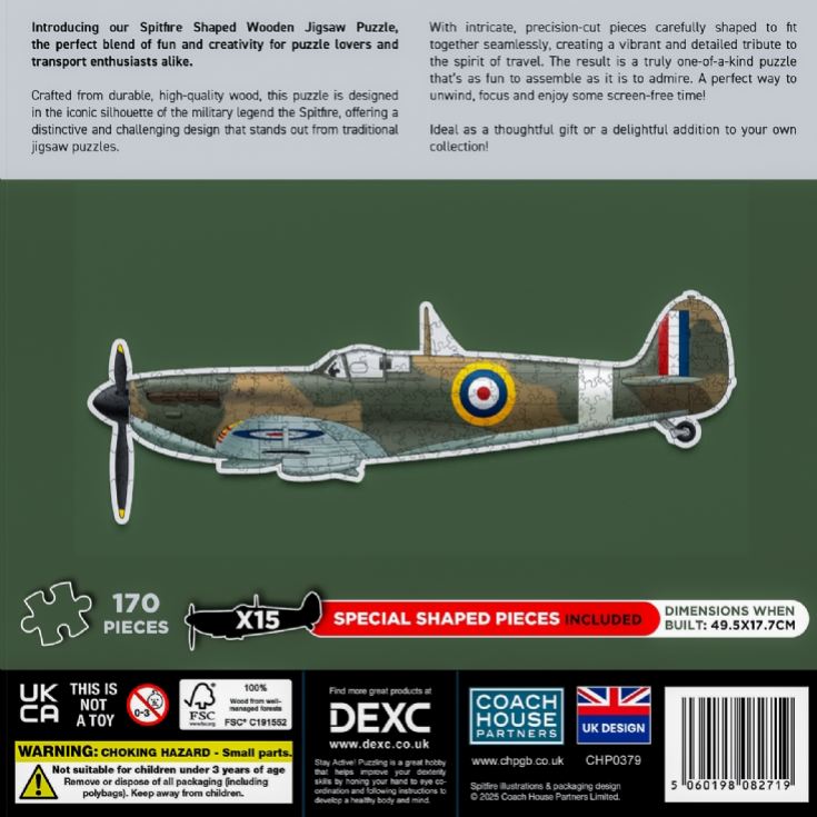 Spitfire Shaped Wooden Jigsaw Puzzle product image
