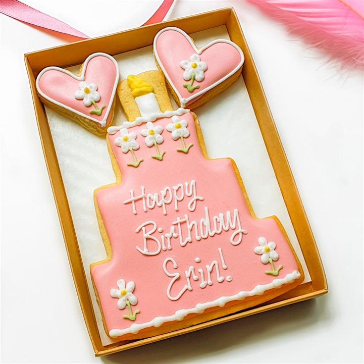 Personalised Birthday Cake Hand-Iced Cookie Letterbox Gift product image