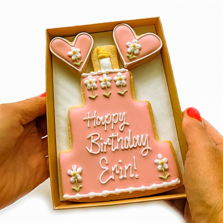 Personalised Birthday Cake Hand-Iced Cookie Letterbox Gift product image