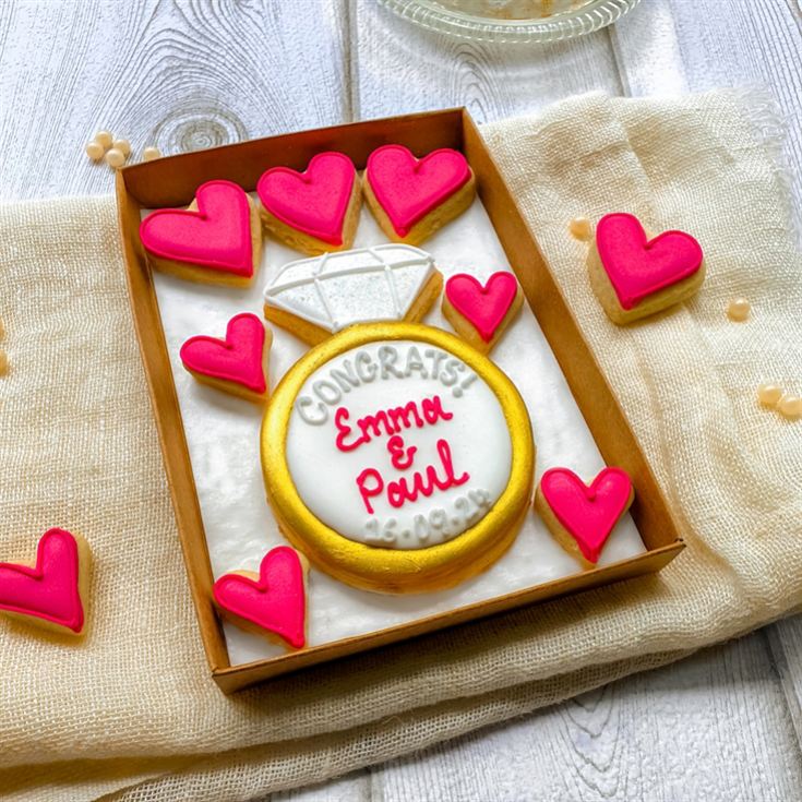 Personalised "Congrats!" Engagement Hand-Iced Cookie Letterbox Gift product image