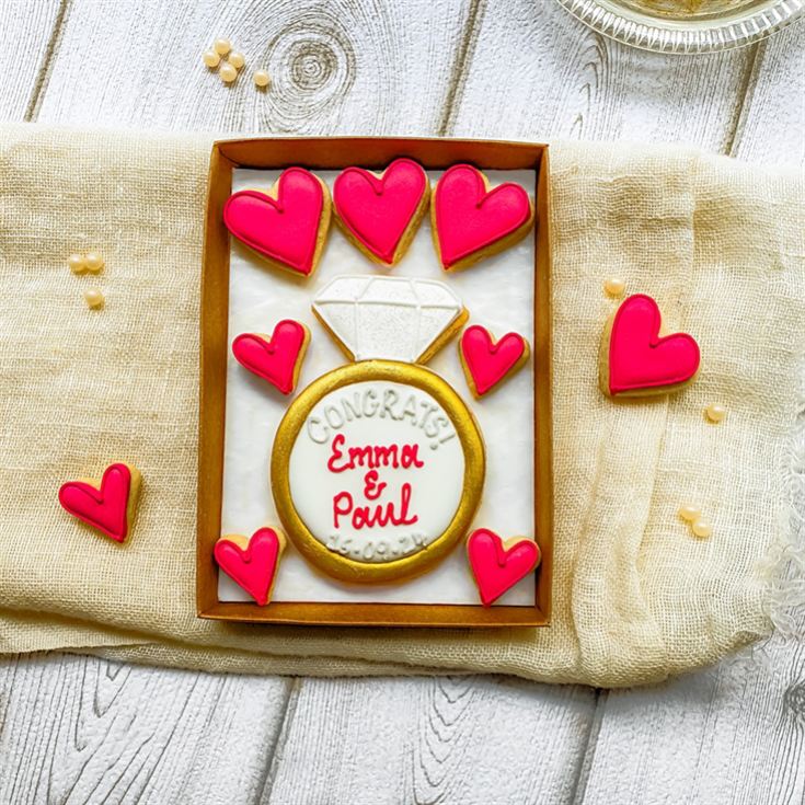 Personalised "Congrats!" Engagement Hand-Iced Cookie Letterbox Gift product image