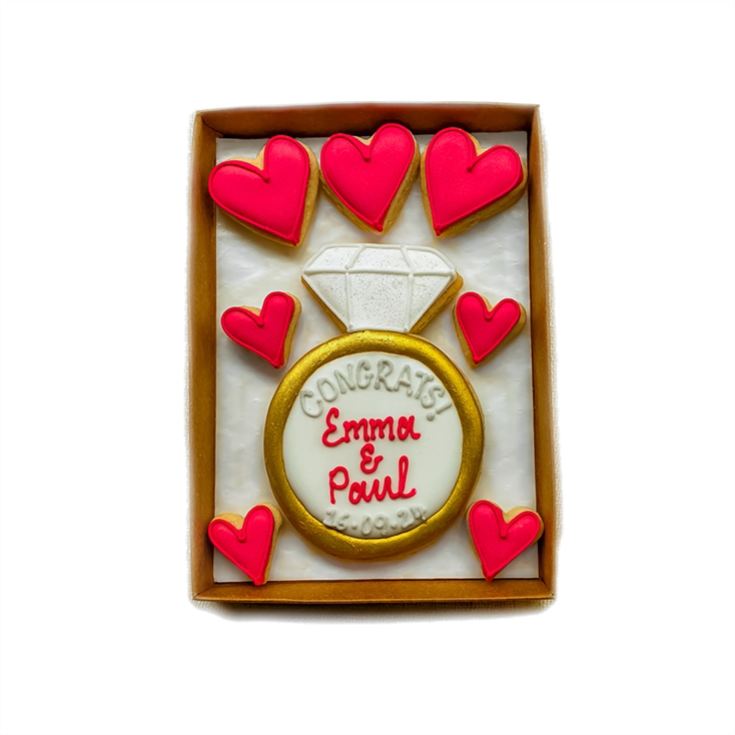 Personalised "Congrats!" Engagement Hand-Iced Cookie Letterbox Gift product image