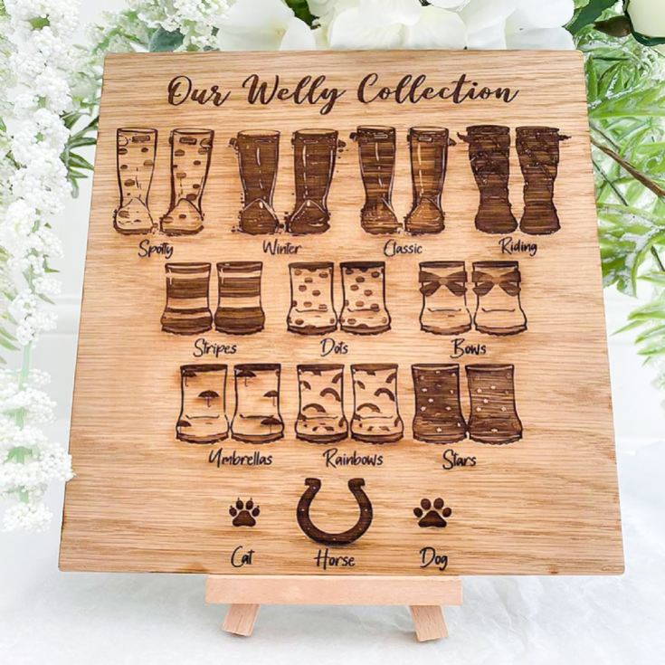 Personalised Wooden Welly Family Plaque product image