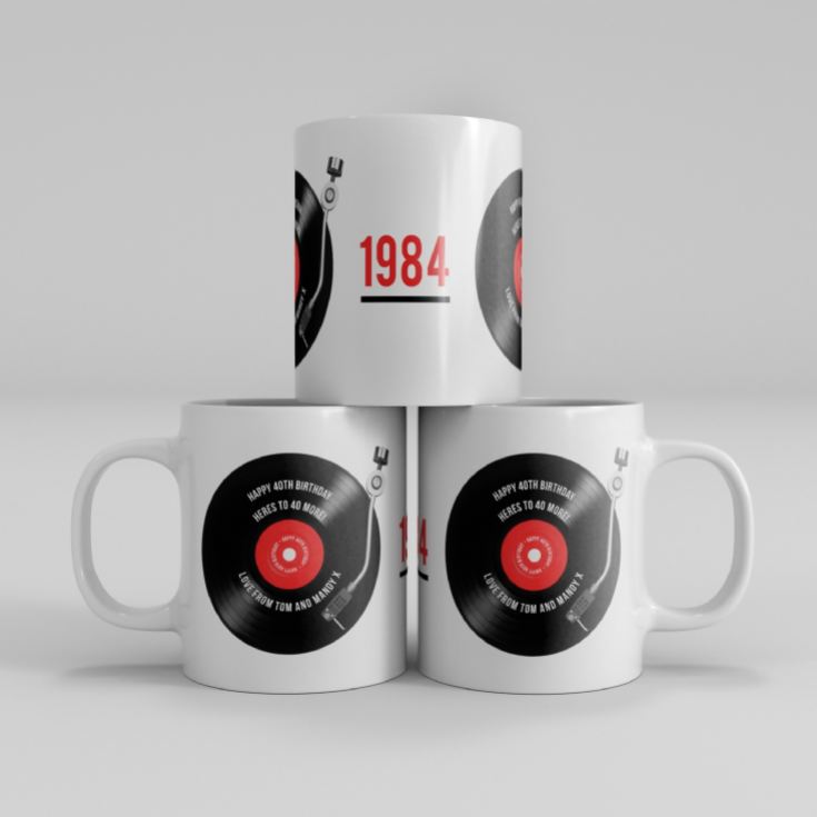 Personalised 40th Birthday Retro Record Mug product image