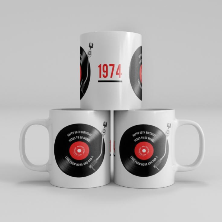 Personalised 50th Birthday Retro Record Mug product image