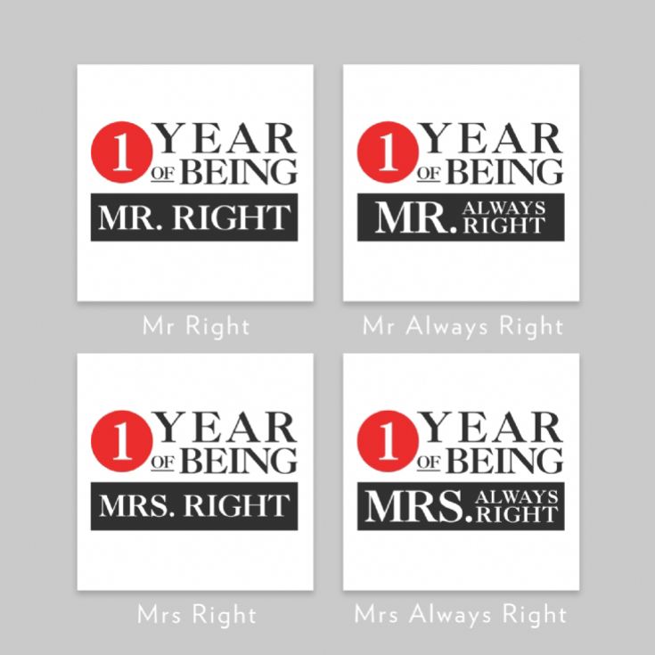 Set of Two 1 Year of Being Right Mr and Mrs Mugs product image