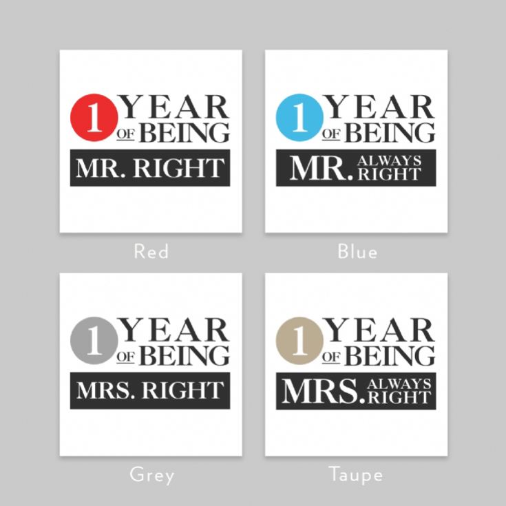 Set of Two 1 Year of Being Right Mr and Mrs Mugs product image