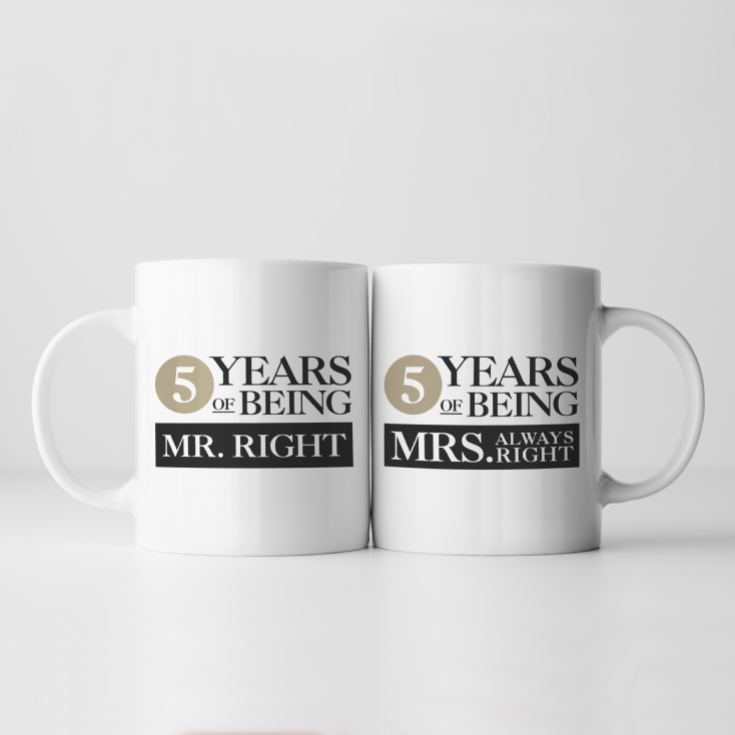 Set of Two 5 Years of Being Right Mr and Mrs Mugs product image