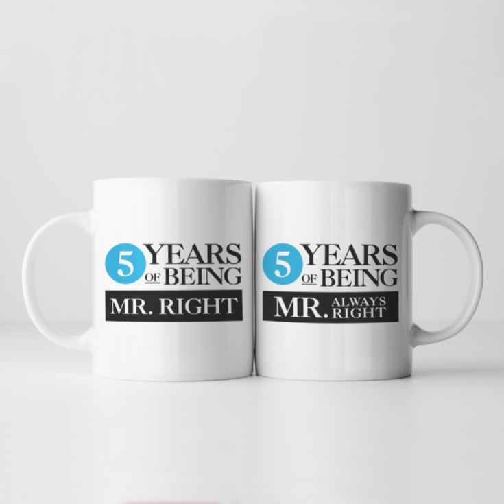 Set of Two 5 Years of Being Right Mr and Mrs Mugs product image