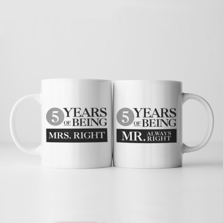 Set of Two 5 Years of Being Right Mr and Mrs Mugs product image
