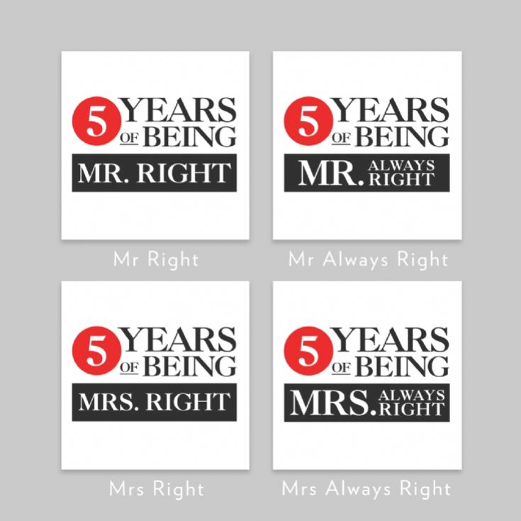 Set of Two 5 Years of Being Right Mr and Mrs Mugs product image