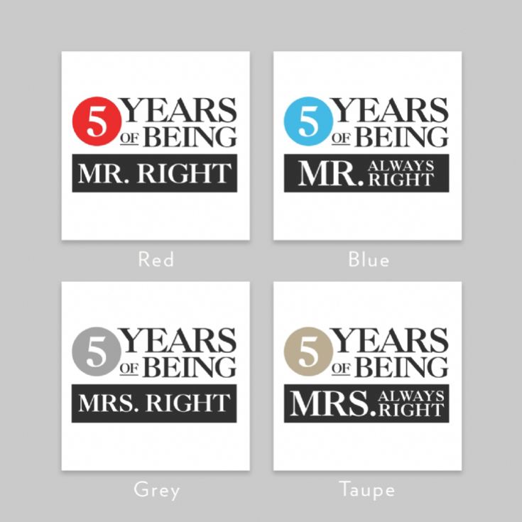 Set of Two 5 Years of Being Right Mr and Mrs Mugs product image