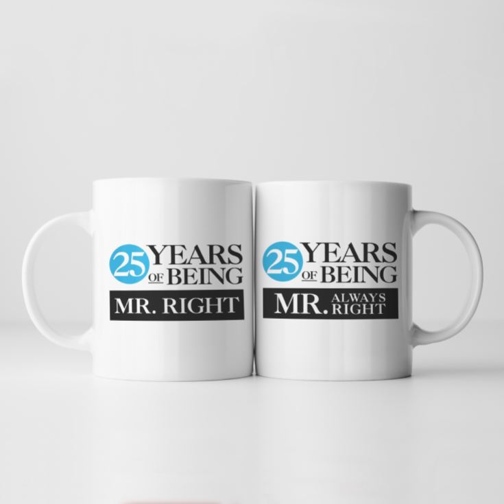 Set of Two 25 Years of Being Right Mr and Mrs Mugs product image
