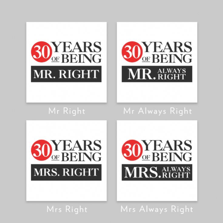 Set of Two 30 Years of Being Right Mr and Mrs Mugs product image