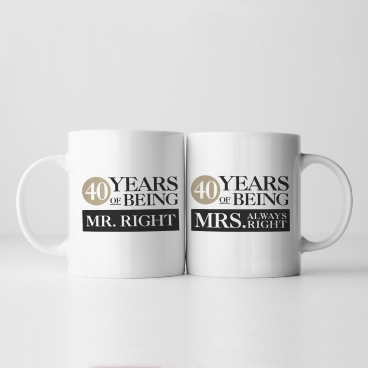 Set of Two 40 Years of Being Right Mr and Mrs Mugs product image