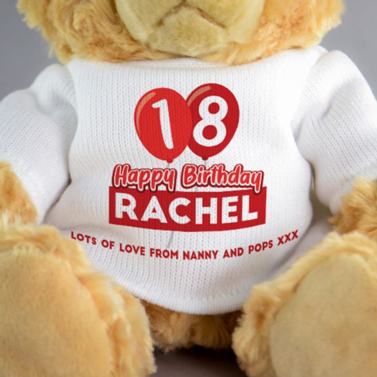 Personalised 18th Birthday Balloon Teddy Bear product image