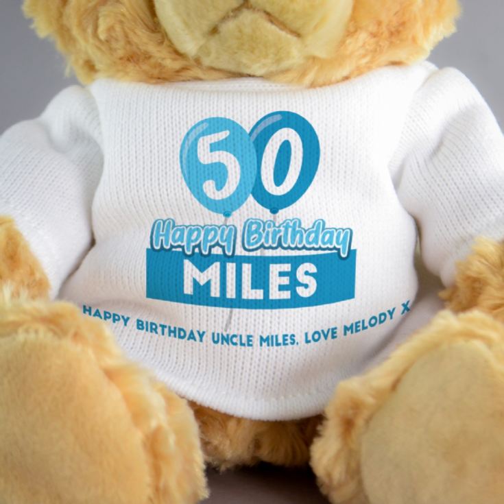 Personalised 50th Birthday Balloon Teddy Bear product image