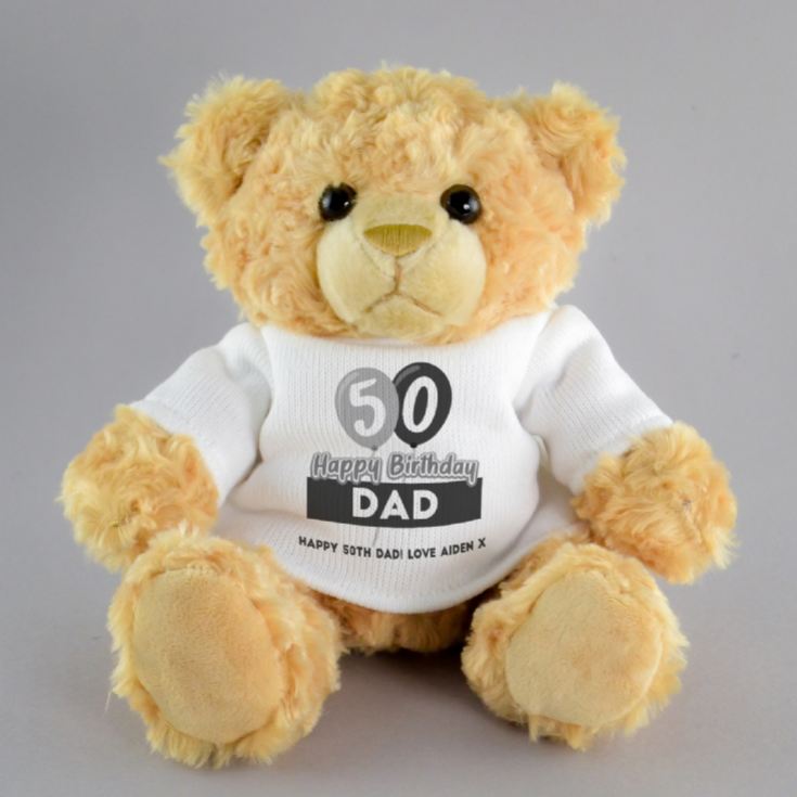 Personalised 50th Birthday Balloon Teddy Bear product image