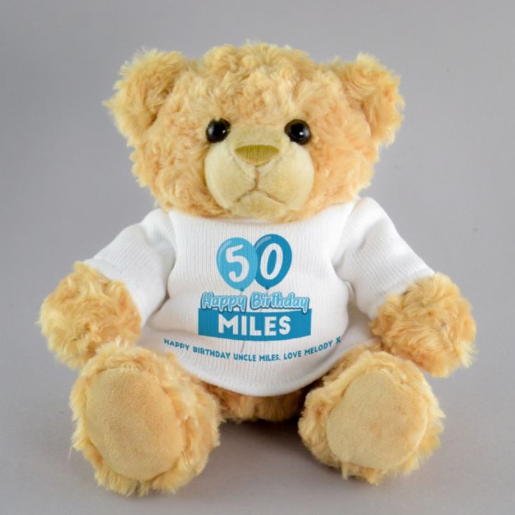 Personalised 50th Birthday Balloon Teddy Bear product image