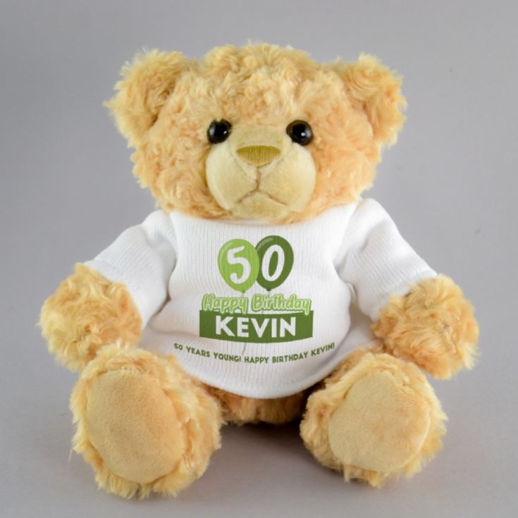 Personalised 50th Birthday Balloon Teddy Bear product image