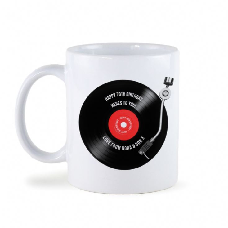 Personalised 70th Birthday Retro Record Mug product image